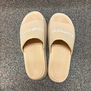 Bebe Beige Slide Sandals for Women